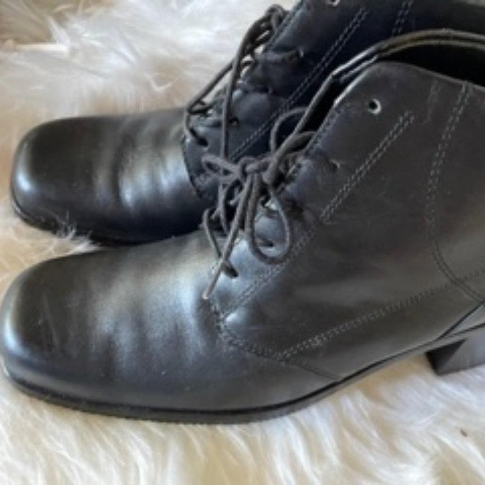 Black faux Leather Lace Up Booties